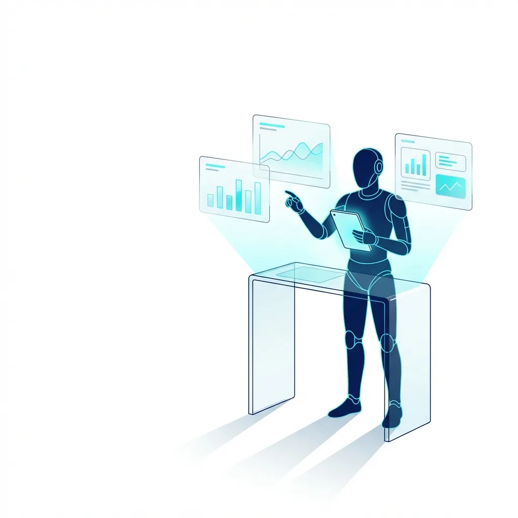 Robot reviewing reports and dashboards